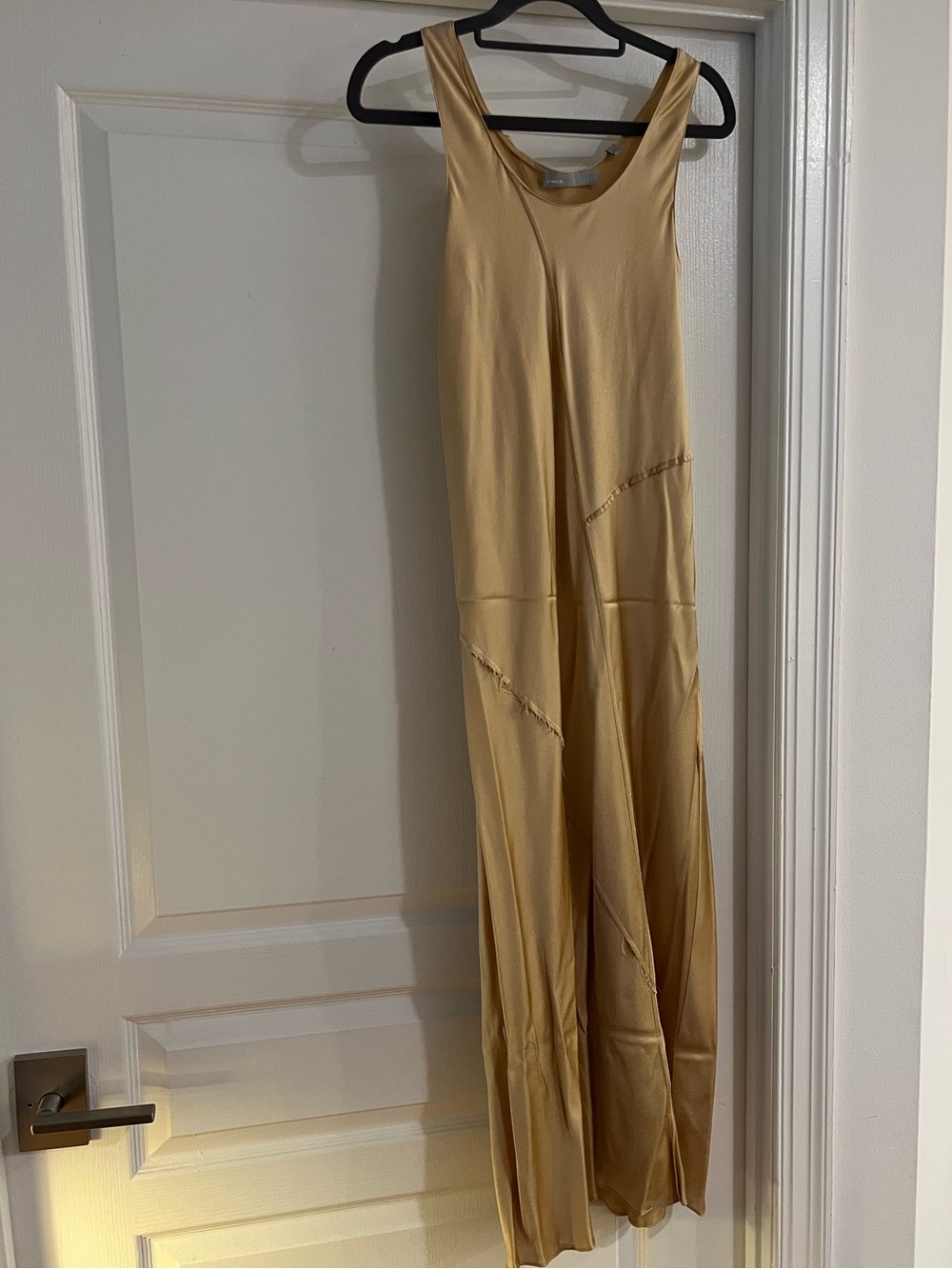 Vince gold bias cut silk slip dress